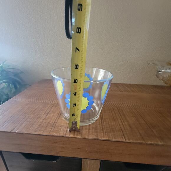 Vintage 1970s Colony Ice Bucket Blue Green Flower Mod Glass Mid Century Bowl - Picture 4 of 10